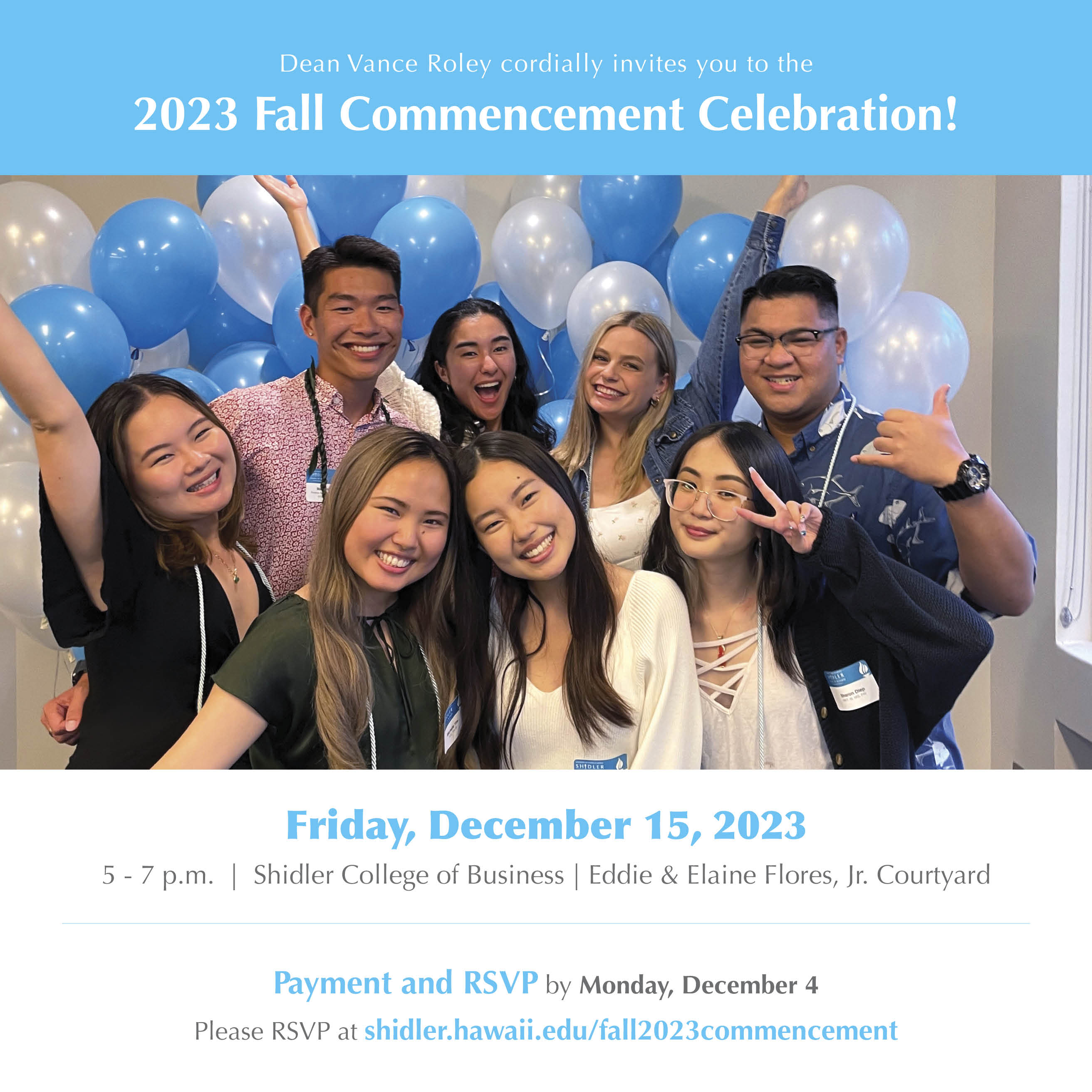Screenshot of our fall 2023 commencement flyer.