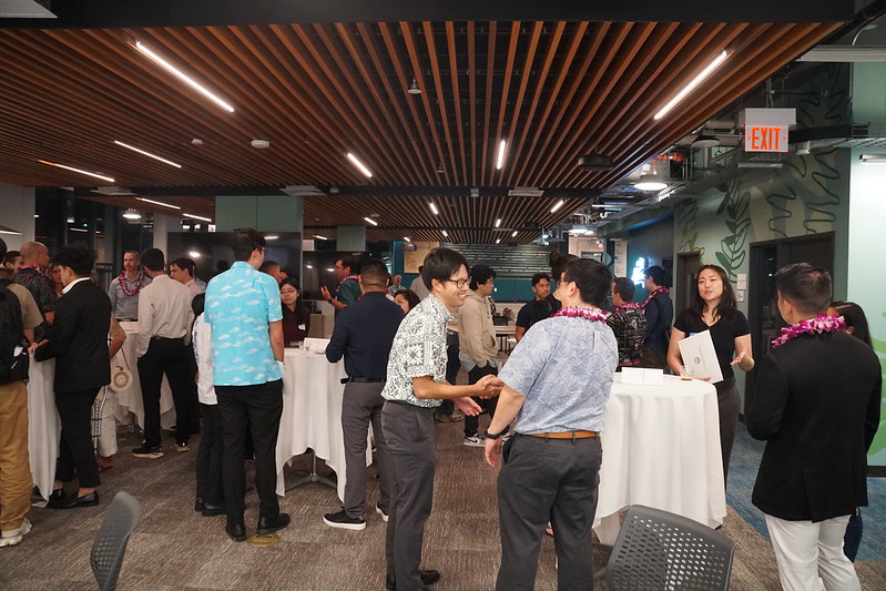 The mixer was a lively event with students networking with professional mentors.