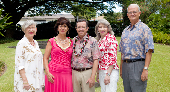 (left to right) Chancellor Hinshaw, Eve Shere, Reginald Worthley, Vance Roley, Donna Vuchinich