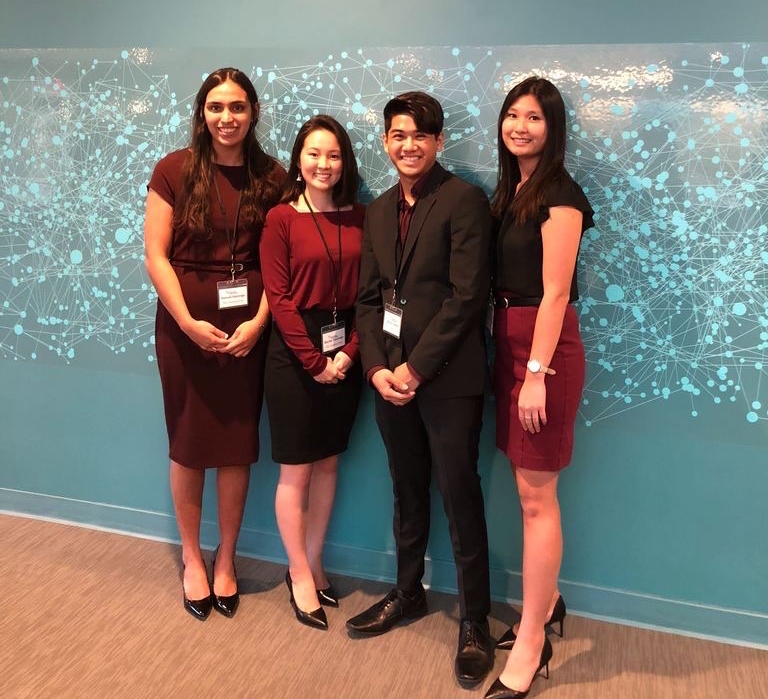 Congratulations to Shidler team members (from left) Hannah Domingo, Ji Won Kwak, Antoni Catalan, and Rachel Yasunaga for placing first at the 10th annual CUIBE  International Business case competition in Boston.