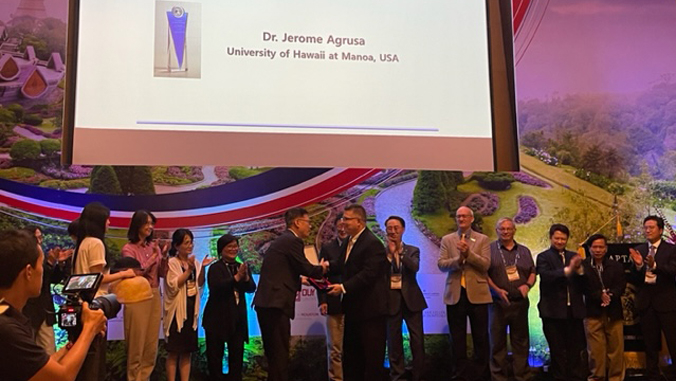 Professor Jerry Agrusa accepted the APTA Founder’s Award in Chiang Mai, Thailand.