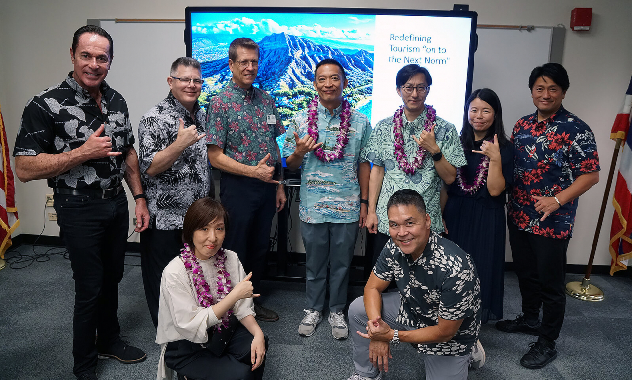 TIM Professor Jerry Agrusa and Director and Professor of TIM Daniel Spencer met with a delegation from Shibuya, including Mayor Ken Hasebe.
